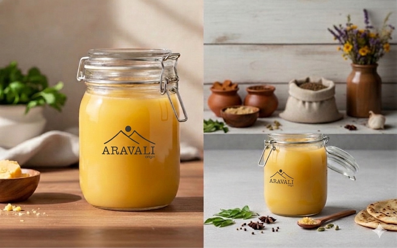 Aravali Origin ghee with fresh herbs, spices and warm rotis